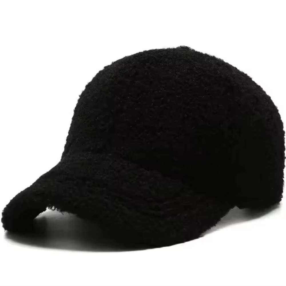 New Unisex Faux Lamb Wool Cozy Black Baseball trucker Cap hat fall winter